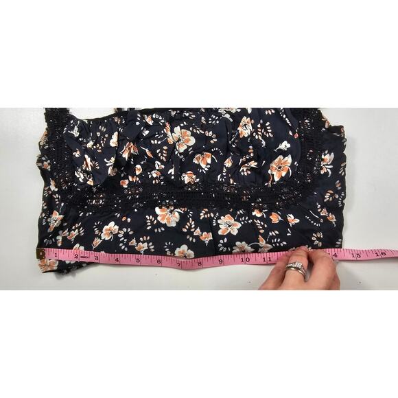 Free People Top Bijou Square Neck Floral Ruffle Sleeve Shoulder Tie Size 8 boho - Picture 8 of 9